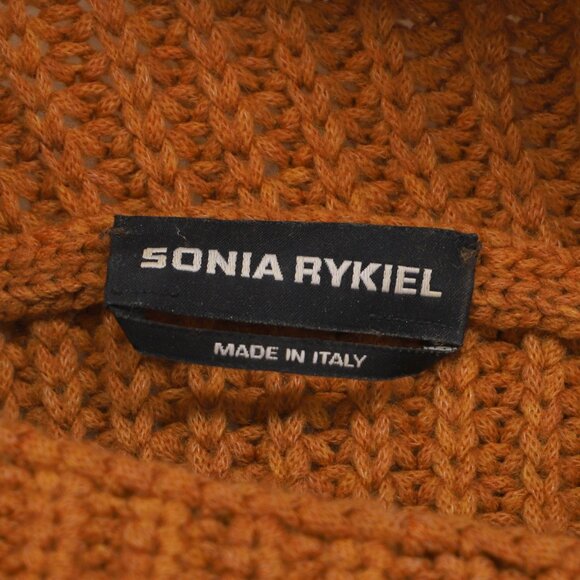 SONIA RYKIEL Wool Blend Chunky Knit Turtleneck Tunic Sweater Brown Size S - Picture 5 of 6